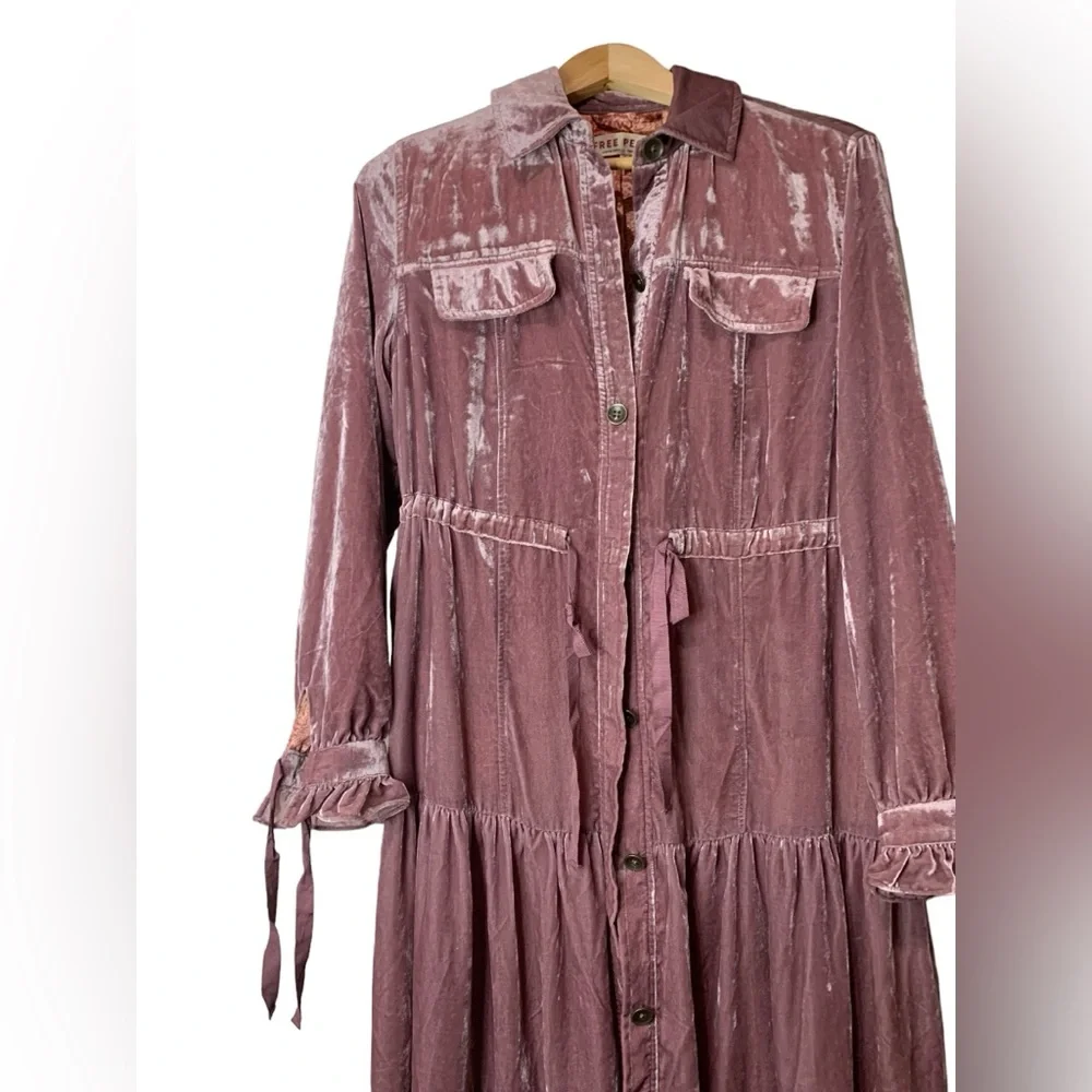 FREE PEOPLE BELLA DONNA DUSTER VELVET MAXI COAT SIZE XS